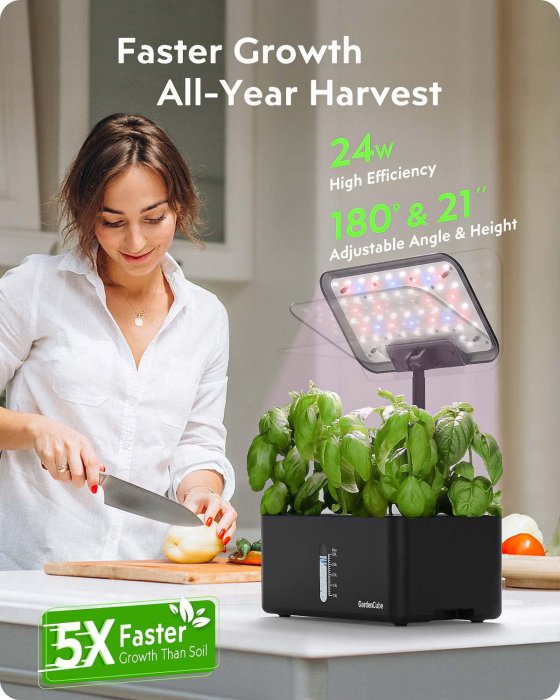 GARDENCUBE Indoor Hydroponic Herb Garden Kit with LED Grow Light (image 2)
